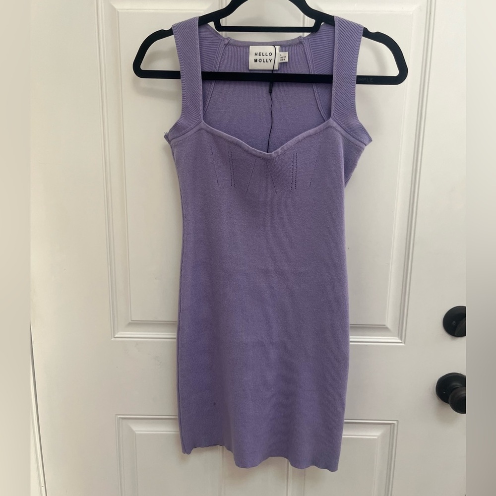 HELLO MOLLY purple knit tank bodycon dress size large